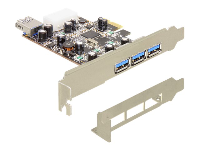 DeLock PCI Express Card > 3 x extern + 1 x intern USB 3.0 - USB-Adapter - PCIe Low-Profile - USB, USB 2.0, USB 3.0 - 4 Anschlüsse